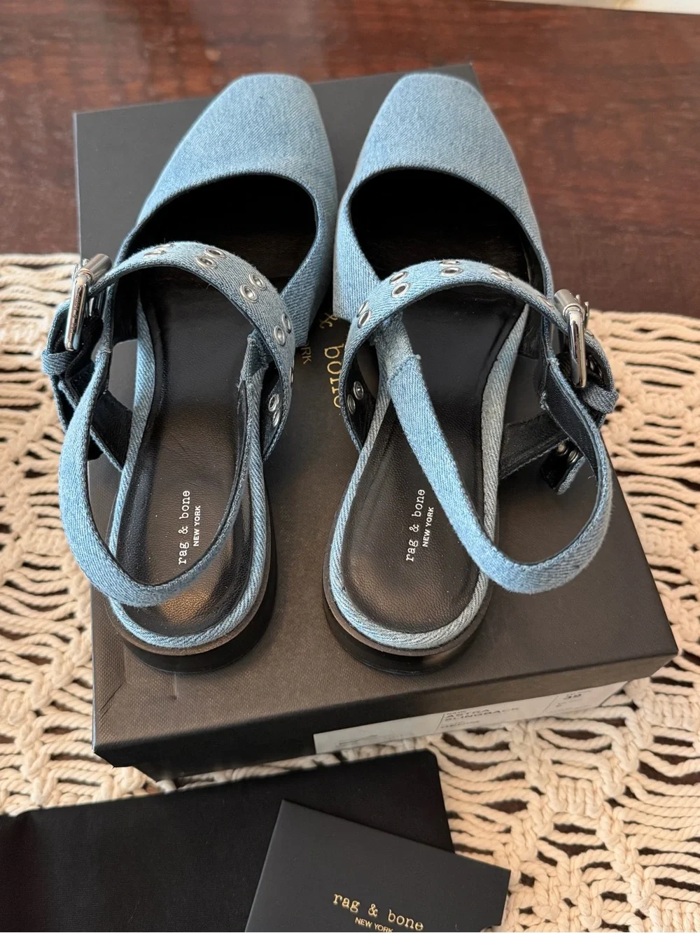 Rag & Bone Astra Slingback Flats in Denim - Size 39 (9)